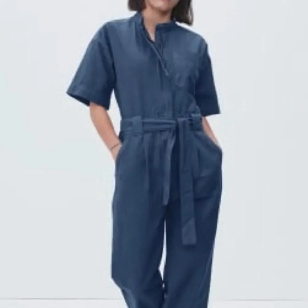 Everlane The Fatigue Short-Sleeve Jumpsuit Boiler Suit Slate Blue Size 0 | XS